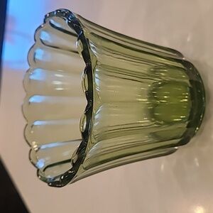 Vintage Avocado Green Scalloped Edge 5 inch Candle Holder